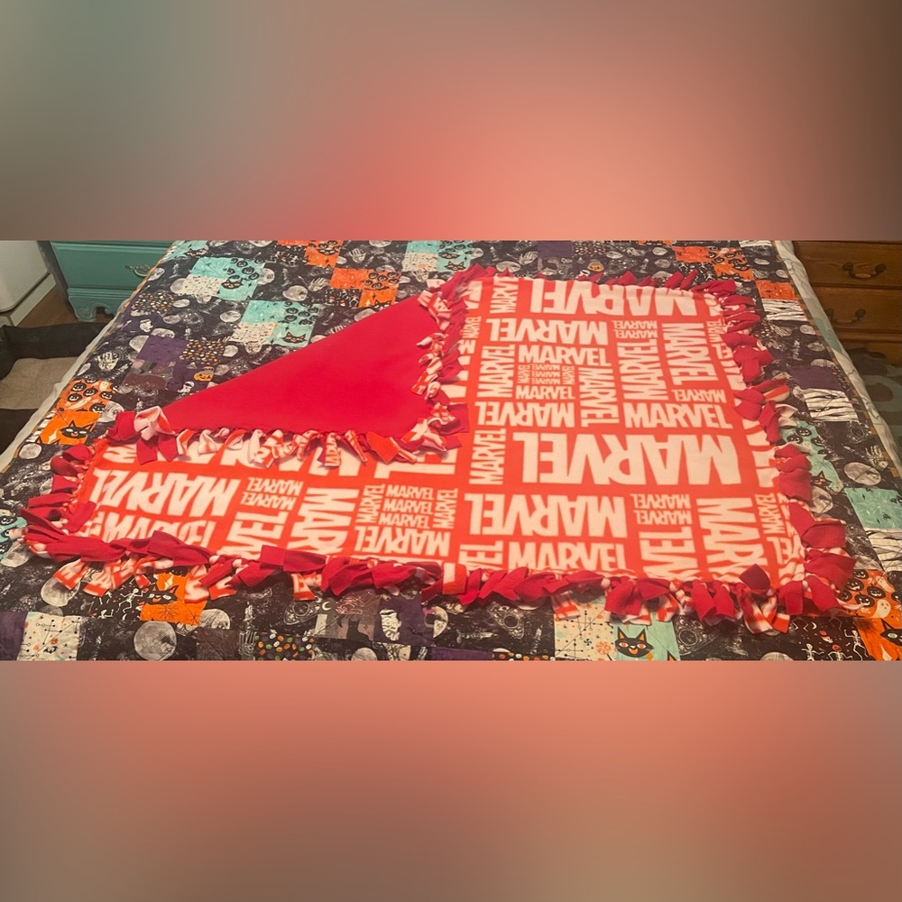 NEW Handmade Fleece Marvel Red Blanket